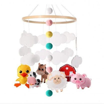 Wood Hanging Rotating Toy Baby Musical Crib Mobile for Bed Crib Toys Manufacturer Nursery Decor Felt Animal Unisex Acccepted