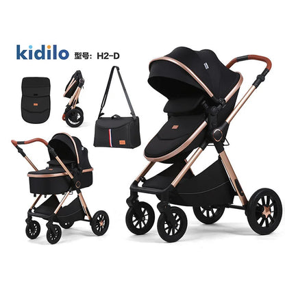 Kidilo 2 in 1 Luxury Folding Travel Wagon Multiple Prams Baby Stroller with Car Seat Set Wholesale From China H2D