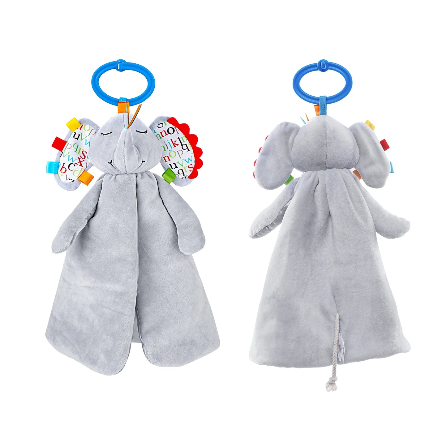 JOLLYBABY Animal Plush Security Blanket Soothing Toy Baby Teething Blanket Elephant Security Blanket Baby Comforter Toy