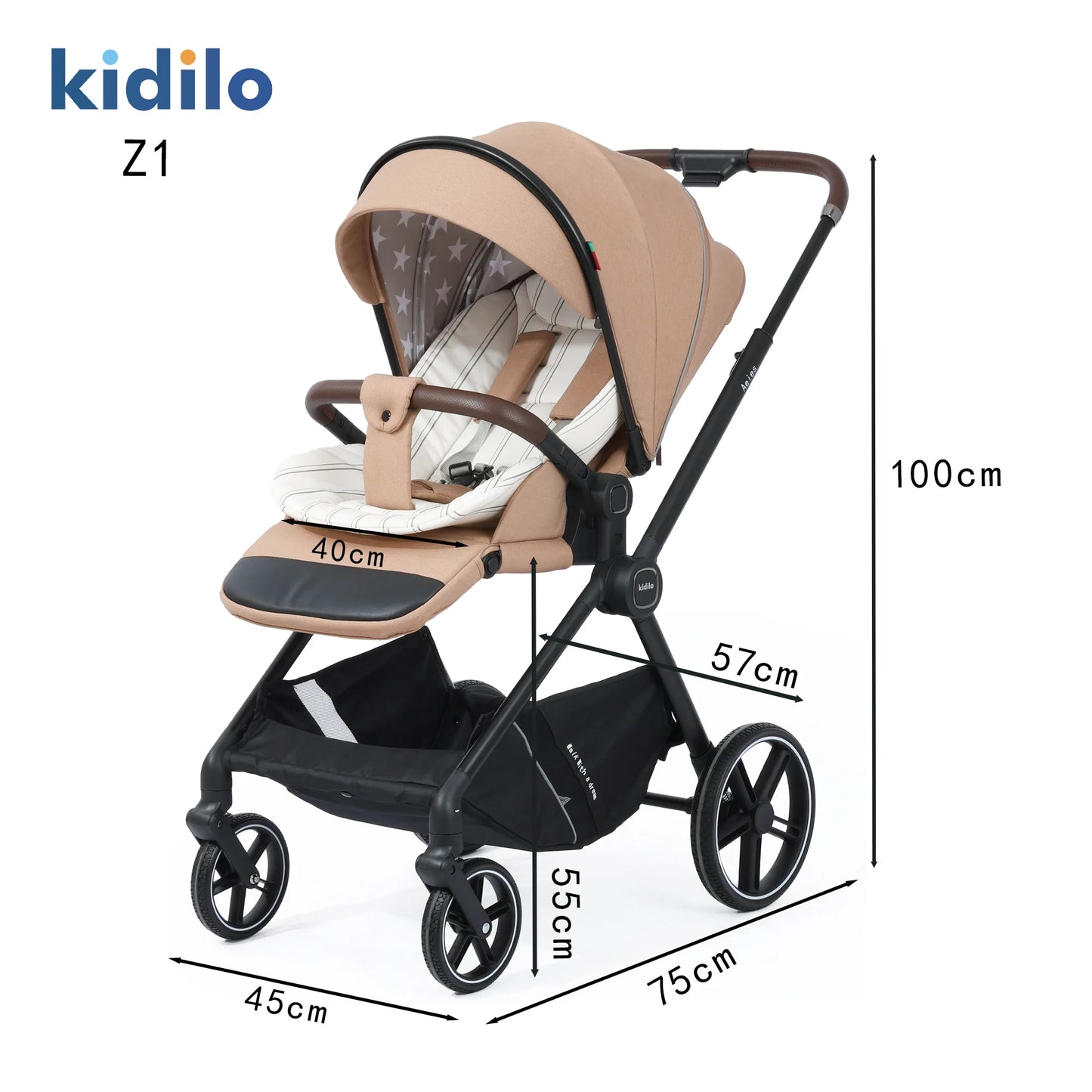 0-3 Years Foldable Baby Stroller Lightweight Non-Toxic Travel Stroller with Adjustable Handle for Toddlers Family Trips Z1