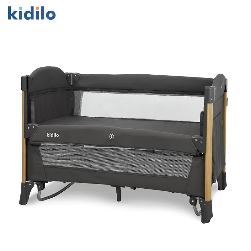 Kidilo Luxury Bedside Crib Newborn Foldable Travel Play Baby Portable Bed 3 1 Set Modern Mosquito Net for Bedrooms T-705L