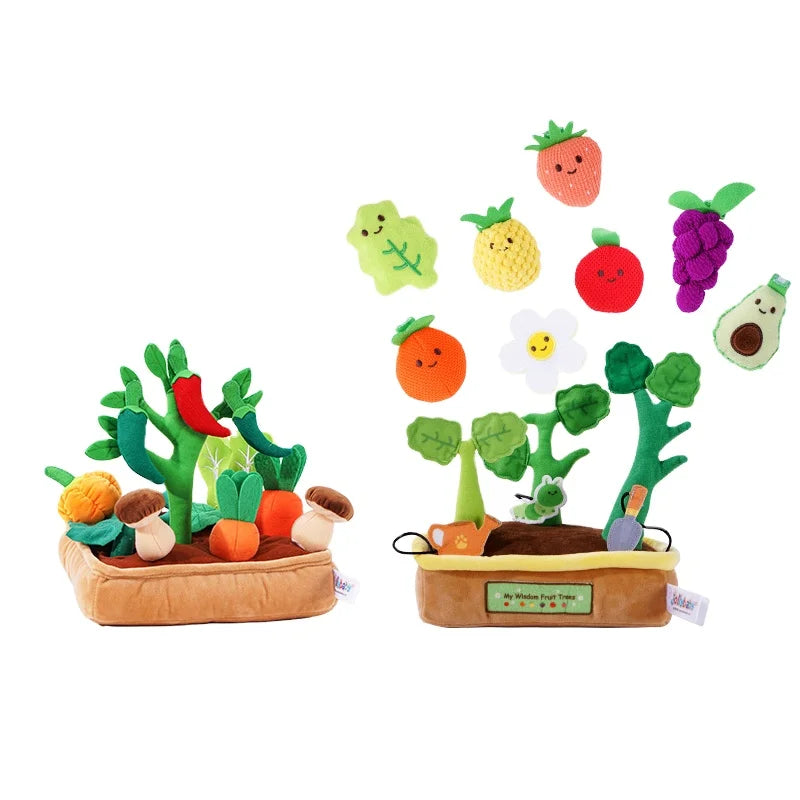 JOLLYBABY Preschool Kitchen & Food Pretend Play Set Washable Fabric Soft Plush Stuffed Toy Educational Sensory Toy for Babies