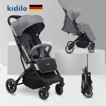 0-3 Years Foldable Kidilo Baby Stroller Lightweight Non-Toxic Travel Stroller with Adjustable Handle for Toddlers Daily Walk K20