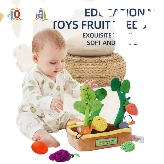 Jollybaby Custom Educational Plush Toys Baby Fruits Vegetables Trees Pretend Play Set with Rattle Squeaker Crinkle
