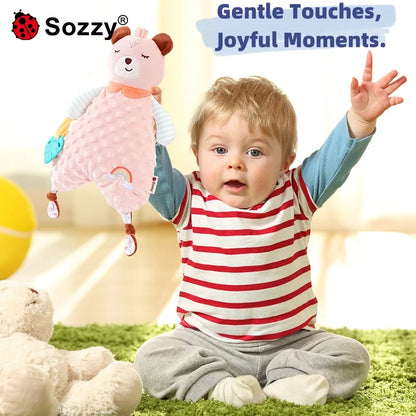 Wholesale Soft Stuffed lion Elephant fox Animal Plush Baby Security Blanket Comforter for Newborn Infant