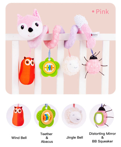 Fox Animal Spiral Stroller Carseat Hanging Rattles Kid Baby Crib Cot Pram Toys for Infants 0-6 Months