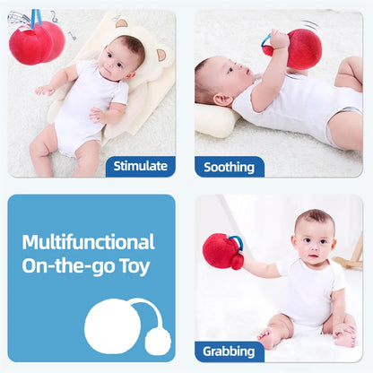 Jollybaby Sensory Soft Rattle Toy Early Education Development Visual Stuffed Ball for 0-3 Months Baby Black White Red