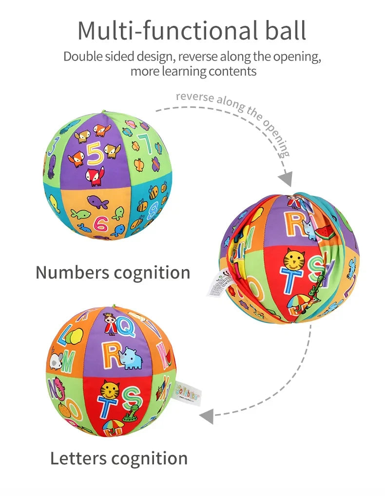 Montessori ABC Learning English Letter Number Block Building Early Education Training Baby Plush Ball Bell Rattle Toy