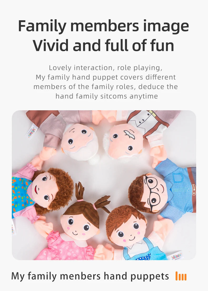 Educational Pretend Telling Story Doll Toy Hand Puppet Family Menber Charater 100% Soft Plush Baby for Children Kid Unisex