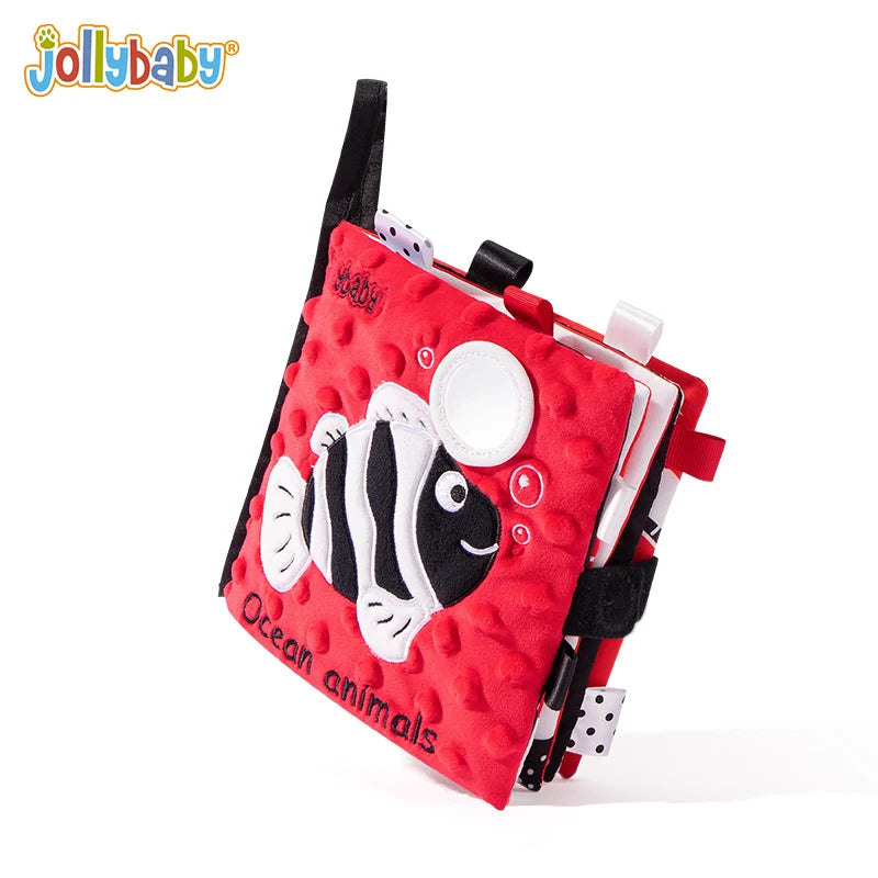 Jollybaby Jungle Farm Ocean Animal 3D High Contrast Vision Black and White Red Educational Cloth Book