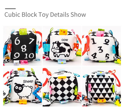 For Jollybaby Newborn Black White Activity Soft Toy Plush Teether Baby Rattle Hanging Educational Toy for Crib Car Seat