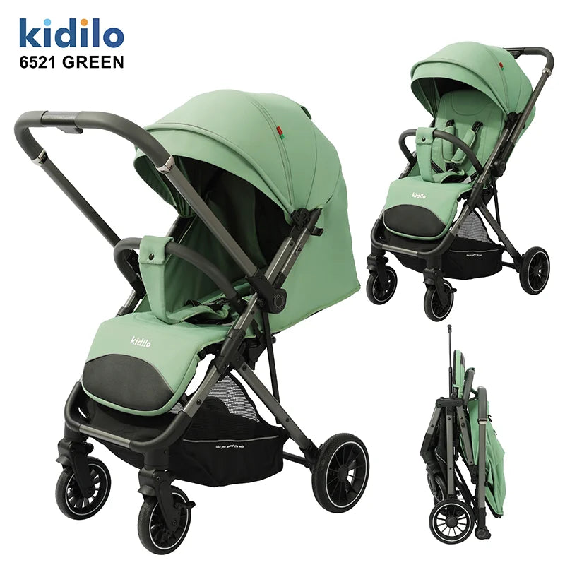 0-3 Years Baby Stroller Lightweight Non-Toxic Foldable Travel Stroller with Adjustable Handle for Toddlers Family Trips 6521