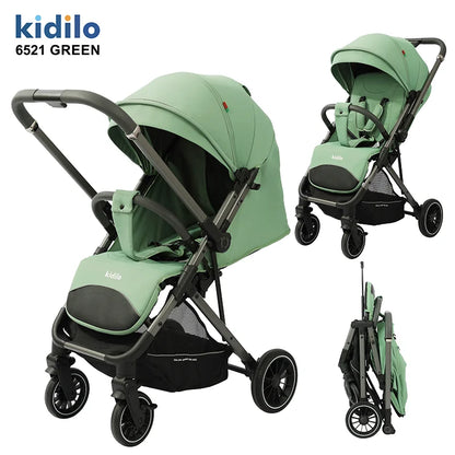 0-3 Years Baby Stroller Lightweight Non-Toxic Foldable Travel Stroller with Adjustable Handle for Toddlers Family Trips 6521