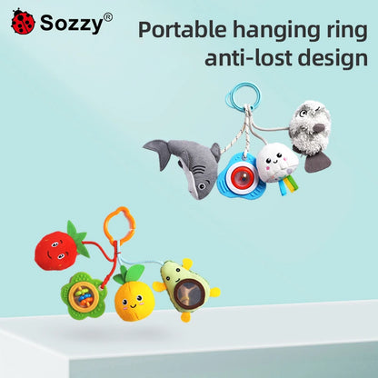 Jollybaby Customised Multifunction Ocean Fruit Shaking Ring Rattle Doll Soft Toy Hanging Bell for Babies
