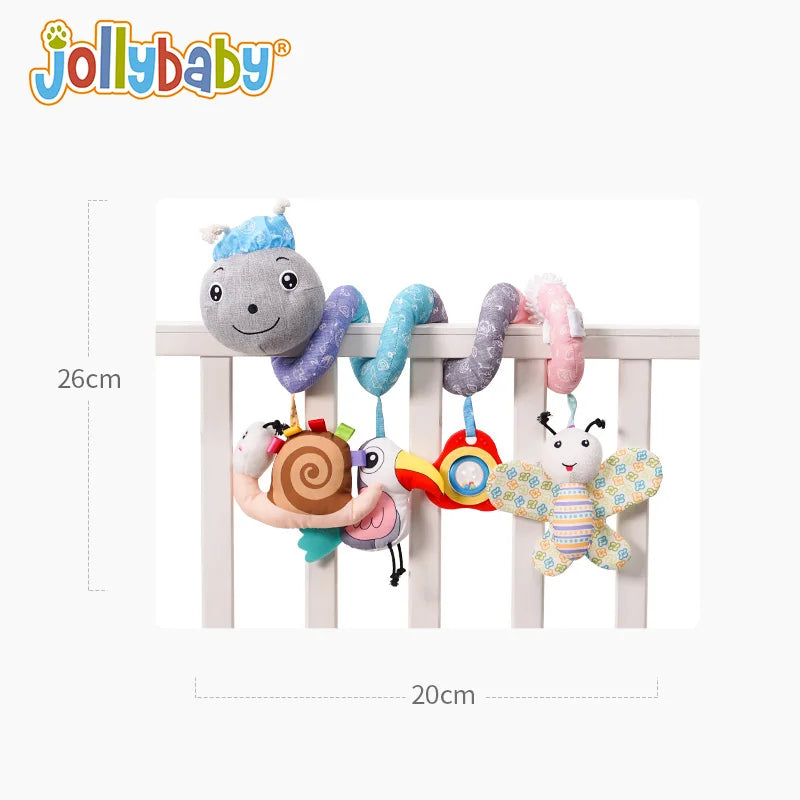 Jollybaby Custom Animal Caterpillar Spiral Stroller Activity Grey Spiral Baby Musical Hanging Toy Baby Spiral Bed Toys