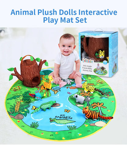 JOLLYBABY Custom Logo Portable Folding Activity Round Mats 2cm Thick Washable Cartoon Toys for Children Baby Play Games