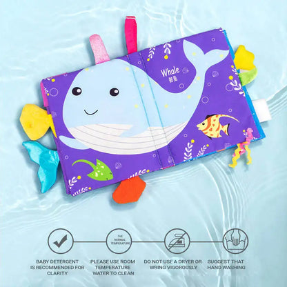 Sozzy Animals Tails Baby Cloth Books Early Education Interactive Fabric Activity Crinkle Soft Fabric Unisex Colorful Education
