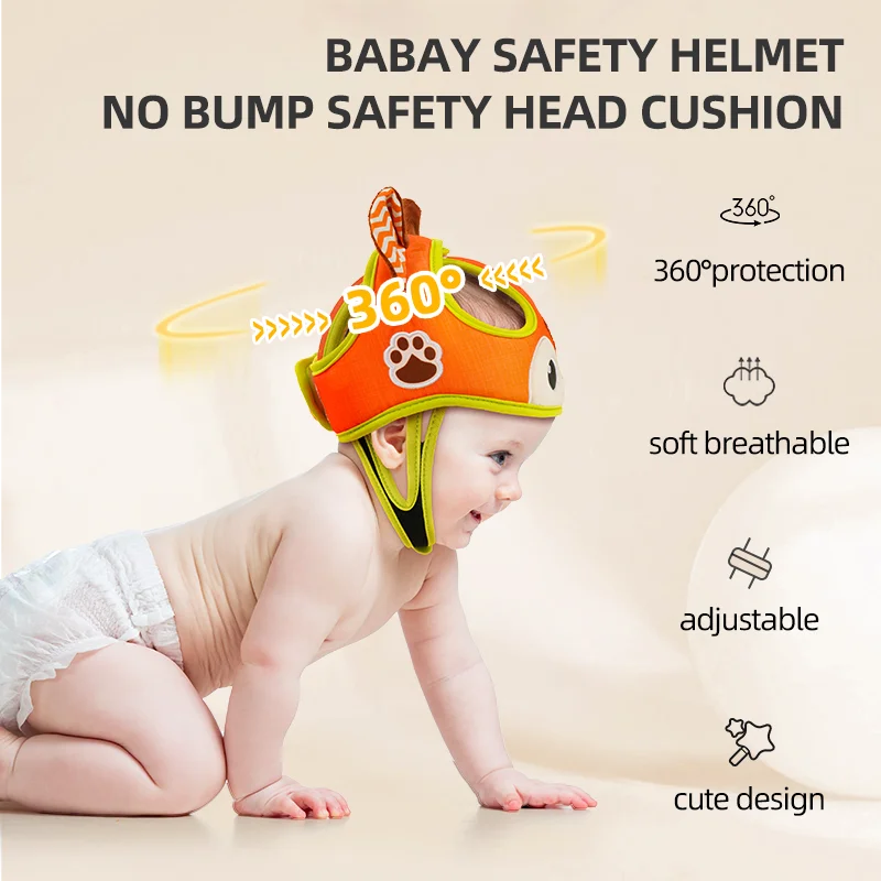 Head Protector Breathable Bumper Bonnet  Cap Soft Many Cartoon Animals Baby Protect Safety Walker Head Helmet for Toddler