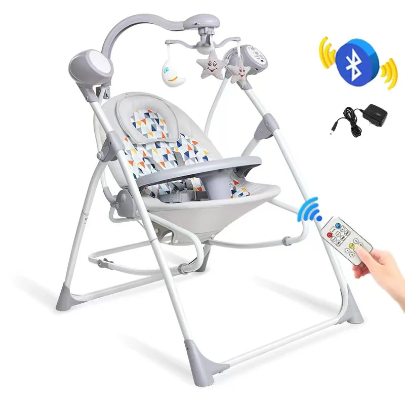 6-36 Months Baby Electric Swing Rocking Chair Foldable Non-Toxic Swing Chair Bouncer Function for Toddler Sleep Indoor SW102