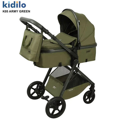 K05 Kidilo 0-3 Years 3 in 1 Baby Stroller with Car Seat Non-Toxic Durable Foldable Travel Stroller for Toddlers Family Trips