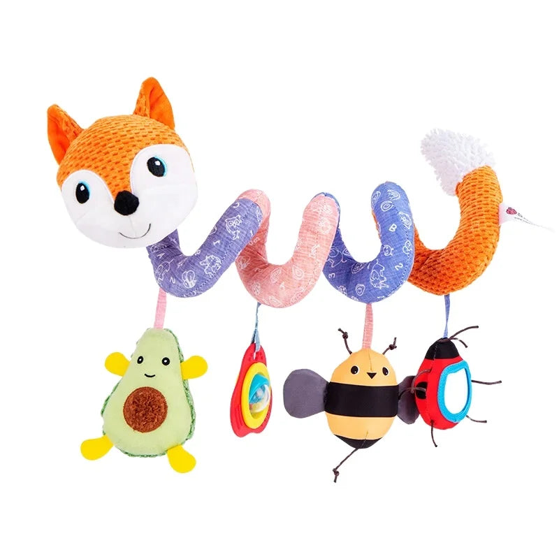 Soft Animal Fox Baby Training Stroller Hanging Soft Animal Plus Car Seat Activity Babi Toy Spiral Bed