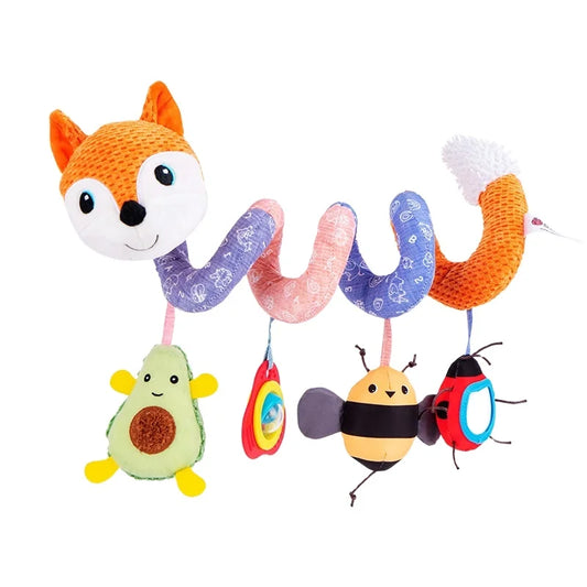 Soft Animal Fox Baby Training Stroller Hanging Soft Animal Plus Car Seat Activity Babi Toy Spiral Bed