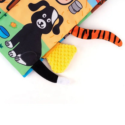 JOLLYBABY Unisex Educational Cloth Book Washable Soft Quiet Story Book Toys with Animal Tails Made of Polyester Fabric
