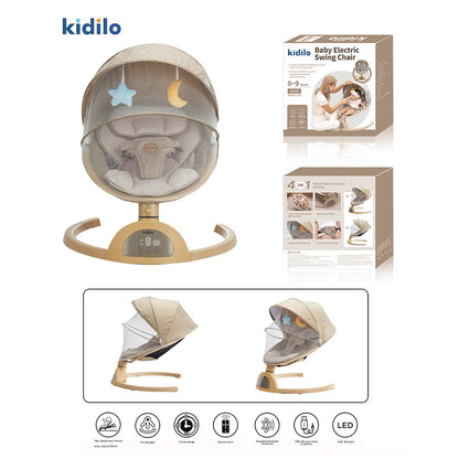 Kidilo Electric Automatic Rocking Chair Baby Bouncer Cradle with Horse Design Newborn Sleep Swing Made of Durable Plastic BB009
