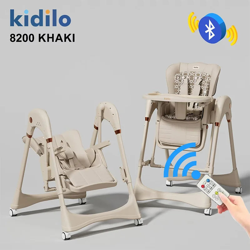 Kidilo 3 in 1 Foldable Baby High Chair 6 Months-2Years Non-Toxic Feeding Chair for Home & Travel Toddler Dining 8200