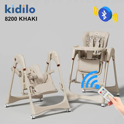 Kidilo 3 in 1 Foldable Baby High Chair 6 Months-2Years Non-Toxic Feeding Chair for Home & Travel Toddler Dining 8200