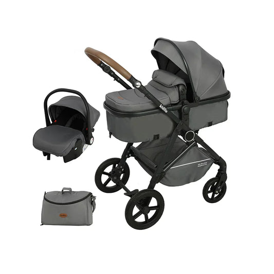 0-3 Years 3 in 1 Kidilo Baby Stroller with Car Seat, Non-Toxic Durable Foldable Travel Stroller for Toddlers Family Trips K08+C