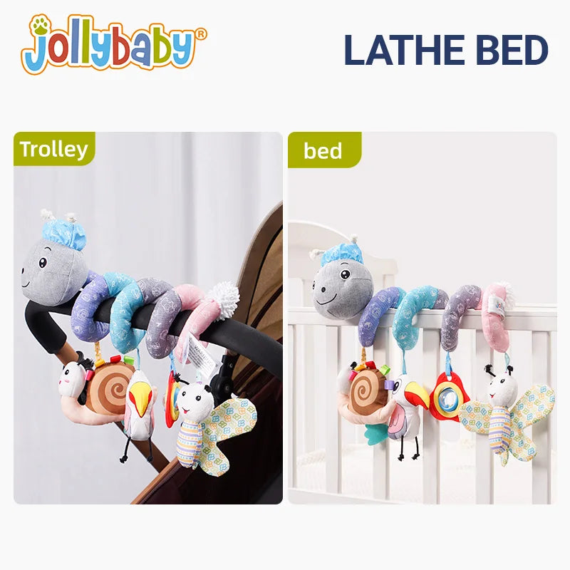 Custom logo Baby Pram Crib Activity Infant Stroller Caterpillar Hangings Rattle Toy Spiral Plush Toys