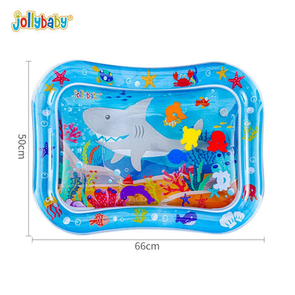 Jollybaby Portable Inflatable Cotton Water Play Mat Toy Wholesale Infants Baby Tummy Time Toy with Ocean Theme for 3 24 Months