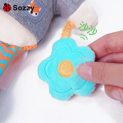 Customization OEM Fox Baby Crib Plush Doll Animal Rattle with Teether Car Seat Stroller Hanging Toy