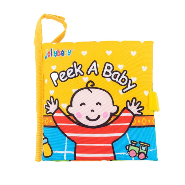 Jollybaby Preschool Toys Soft Washable Fabric Babi Crinkled Book Hide and Seek Peekaboo Cloth Book for 6-12months