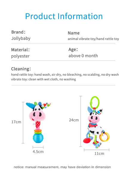 Wholesale Stuffed Dog Donkey Animal Shape Sensory Rattles Soft Cotton Plush Toy Baby Hand Rattle Toy