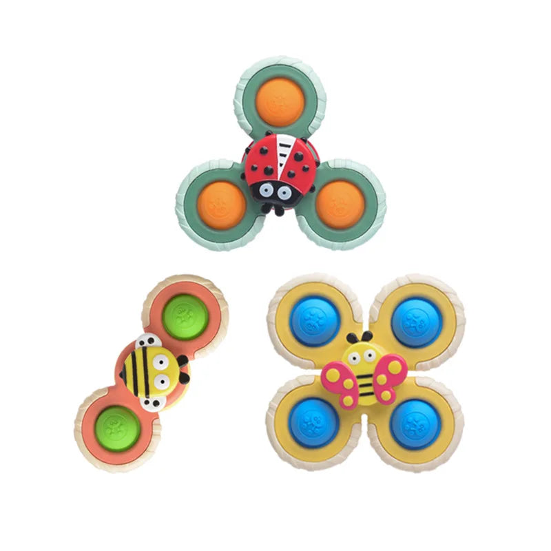 Rotating Baby Fidget Silicone Baby Toy Bath Time Kids Play Hand Suction Cup Spinner Toys Unisex Plastic Cups Insect Oem LOGO