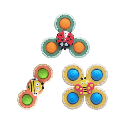 Rotating Baby Fidget Silicone Baby Toy Bath Time Kids Play Hand Suction Cup Spinner Toys Unisex Plastic Cups Insect Oem LOGO