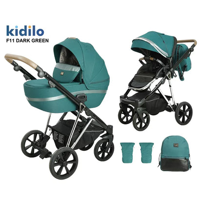 0-3 Years 3 in 1 Kidilo Baby Stroller with Car Seat, Non-Toxic Durable Foldable Travel Stroller for Toddlers Family Trips F11