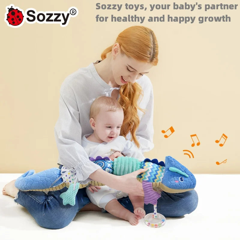 Custom Sensory Animal Soothing Soft Plush Rattles Crinkle Tummy Time Toys Caterpillar Musical Stuffed Toy Baby Sleeping Toy
