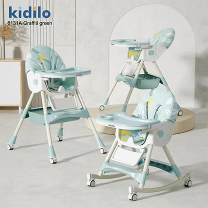 Kidilo New Born Portable Fold  Multiple Plastic Baby High Eating Dinning Learning Sitting Chair Seat Chair for Baby 8131A