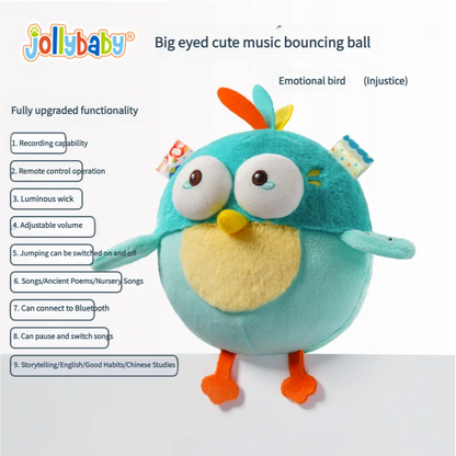 Jollybaby Electric Jumping Bird Sensory Toy Emotional Soothing Music Dancing plush Toy for Babies 0-6 yrs Early Education