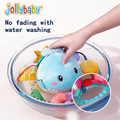 Jollybaby Custom Soft Activity Plush Toy Pull String Musical Sensory Hanging Toys for Toddlers Includes Teether Squeaker Set