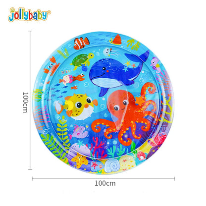 Jollybaby Portable Inflatable Cotton Water Play Mat Toy Wholesale Infants Baby Tummy Time Toy with Ocean Theme for 3 24 Months