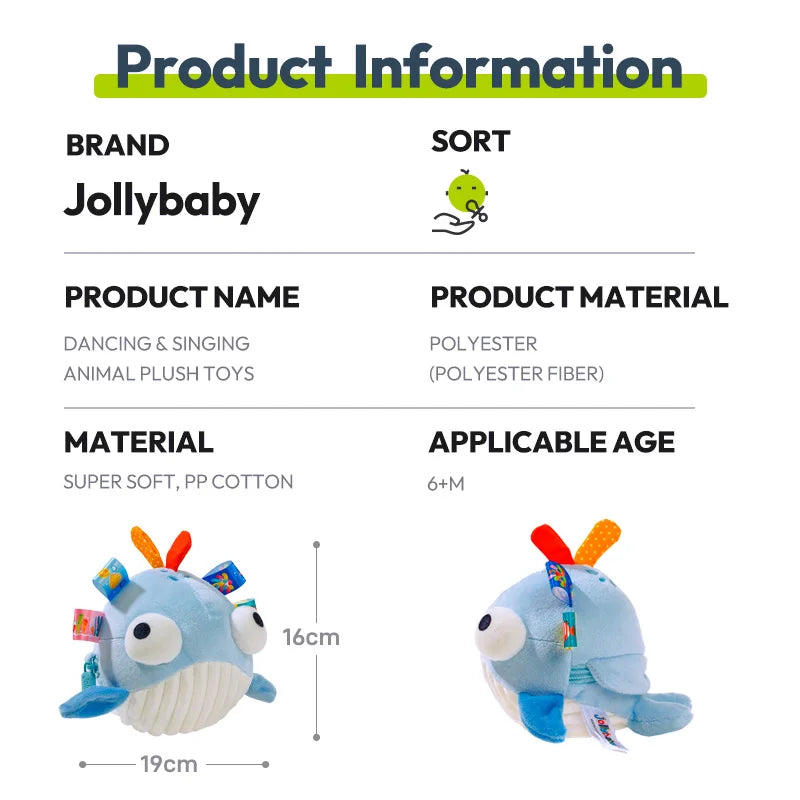 Custom Recharge Dancing Singing Musical Crab Plush Stuffed Animal Tummy Time Toy for Infants Babies Toddlers