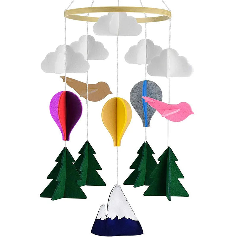Custom Wood Felt Animal Baby Mobile Wind Chime Handmade Hanging Toys Baby Mobiles for Kids Crib Bed