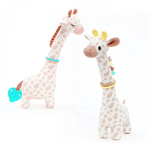 Jollybaby 2025 Soft Plush Animal Giraffe Toy Sensory Crinkle Hanging Soothing Car Seat Stroller Toy with Musical Feature