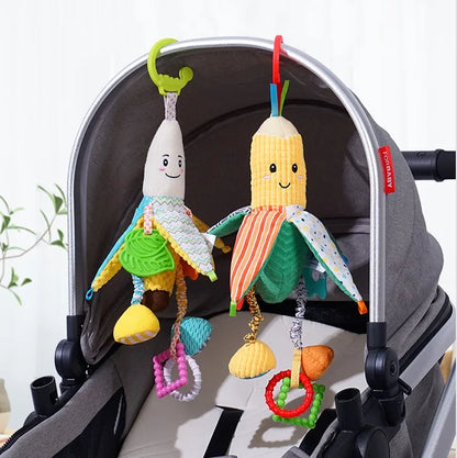 Manufacturer Custom Stuffed Baby Corn Toys Plush Soft Crinkle Sensory Hanging Toys for Baby Walker Stroller