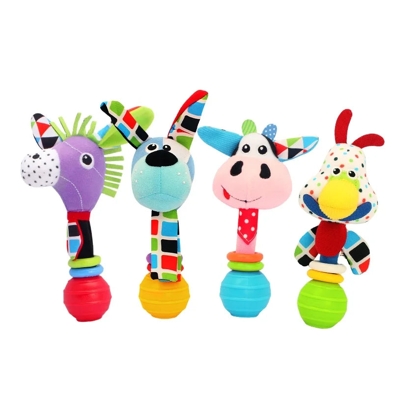 Jollybaby Custom Eco-friendly Soft Rattling Roller Montessori Handbells Rattles Toy Baby Plush Hand Rattles