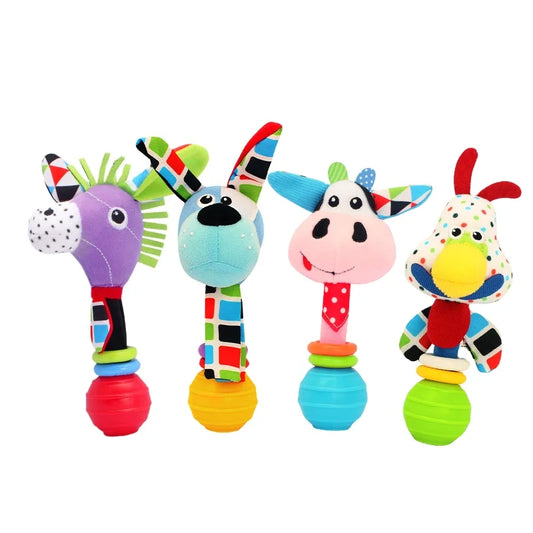 Jollybaby Custom Eco-friendly Soft Rattling Roller Montessori Handbells Rattles Toy Baby Plush Hand Rattles
